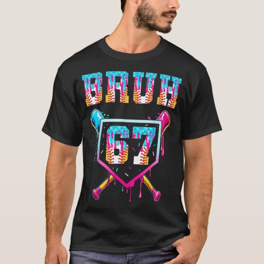 Bruh Baseball Ice Cream Drip Number 67 Player 67th T-Shirt (Vorderseite)