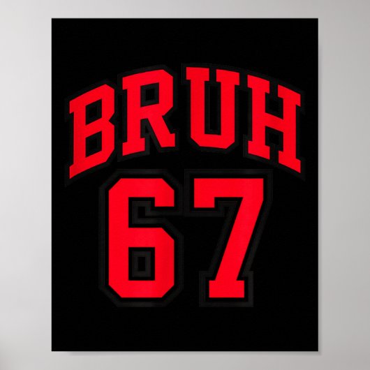 Bruh Basketball Style Number 67 Srt Bro Slang Meme Poster (Vorne)