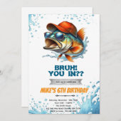 Bruh Bass Fishing Birthday Invitation Einladung (Vorne/Hinten)