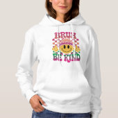 Bruh Be Kind Happy Face Beanie Magenta Grün Hoodie (Vorderseite)