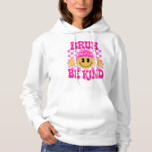 Bruh Be Kind Happy Face Beanie Pink Hoodie (Vorderseite)