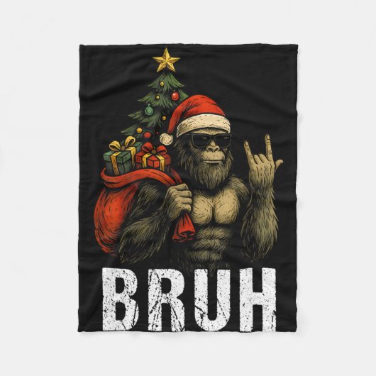 Bruh Bigfoot Christmas Funny Christmas Tree Xmas S Fleecedecke (Vorderseite)