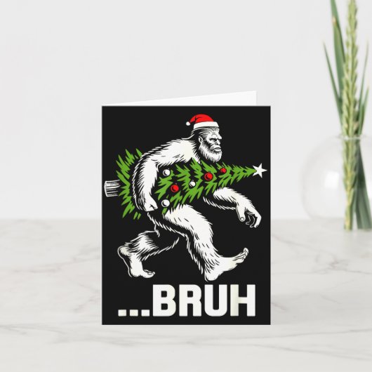 Bruh Bigfoot Christmas Funny Christmas Tree Xmas S Karte (Vorderseite)