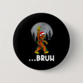 Bruh Bigfoot Christmas Shirt Christmas Tree Xmas S Button (Vorderseite)