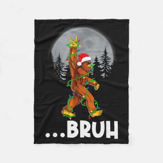 Bruh Bigfoot Christmas Shirt Christmas Tree Xmas S Fleecedecke (Vorderseite)