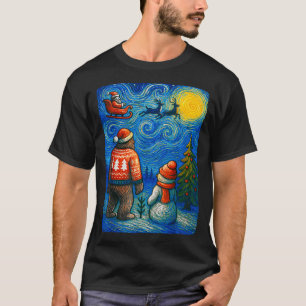 Bruh Bigfoot Schneemann Sternennacht Weihnachten X T-Shirt