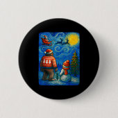 Bruh Bigfoot Snowman Starry Night Christmas Xmas M Button (Vorderseite)