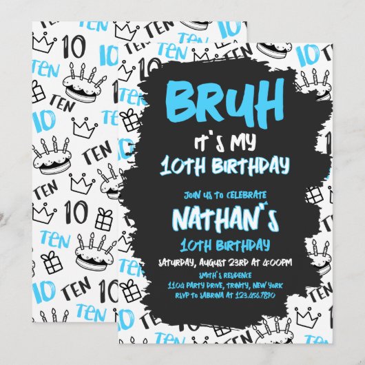 Bruh Birthday Einladung (Vorne/Hinten)