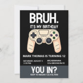 BRUH Birthday Party Arcade Gamer Teen Boy Einladung (Vorderseite)