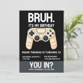 BRUH Birthday Party Arcade Gamer Teen Boy Einladung (Stehend Vorderseite)