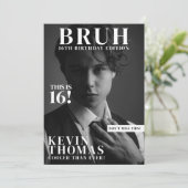 BRUH Birthday Party Magazin Cover Boy Teenager Einladung (Stehend Vorderseite)
