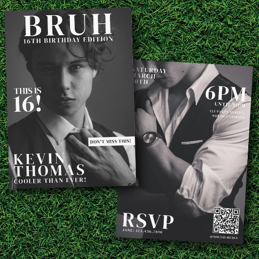 BRUH Birthday Party Magazin Cover Boy Teenager Einladung