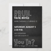 BRUH BIRTHDAY PARTY TEEN BOY SCHWARZ-WEISS EINLADUNG (Vorderseite)
