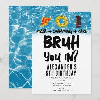 Bruh, bist du da? Junge Teenager Geburtstag Pizza Einladung