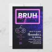 Bruh, bist du da? Neon Arcade Video Games Boy Birt Einladung (Vorderseite)