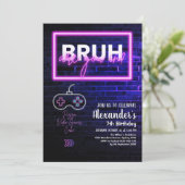 Bruh, bist du da? Neon Arcade Video Games Boy Birt Einladung (Stehend Vorderseite)
