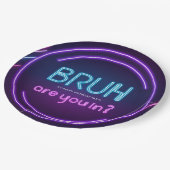 Bruh, bist du da? Neon Arcade Video Games Boy Birt Pappteller (Schrägansicht)