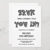 BRUH, bist du da? Schwimmbad Party Junge Geburtsta Einladung (Vorne/Hinten)