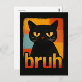 Bruh Black Cat Funny Retro Vintag Meme Postkarte (Vorne/Hinten)