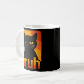 Bruh Black Cat Funny Retro Vintage Meme Kaffeetasse (Vorderseite Links)