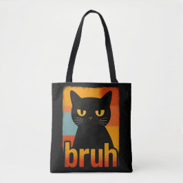 Bruh Black Cat Funny Retro Vintage Meme Tasche