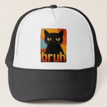 Bruh Black Cat Funny Retro Vintage Meme