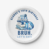 BRUH Blue Pool Party Boy Birthday Pappteller (Vorderseite)