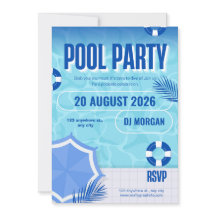 BRUH Blue Pool Party Geburtstagseinladung | Sommer