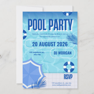 BRUH Blue Pool Party Geburtstagseinladung | Sommer Einladung