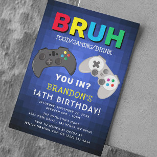 BRUH, Boy Gaming Geburtstagsparty Einladung