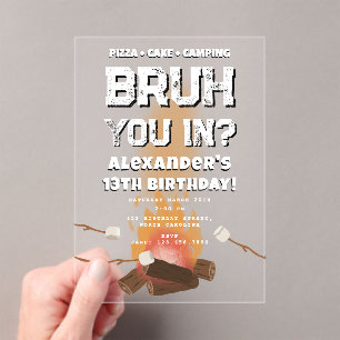 Bruh Boy Geburtstagsfeier Teenager Lagerfeuer Camp Acryleinladungen