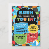 Bruh Boy Pool Party Birthday Trendy Einladung (Vorderseite)