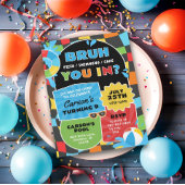 Bruh Boy Pool Party Birthday Trendy Einladung