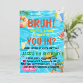 Bruh Boy Pool Party Geburtstag Einladung (Stehend Vorderseite)