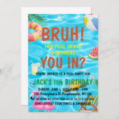 Bruh Boy Pool Party Geburtstag Einladung (Vorne/Hinten)