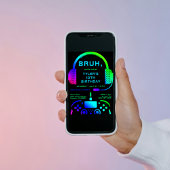 Bruh Boy Teen Birthday Neon Video Game Party Einladung