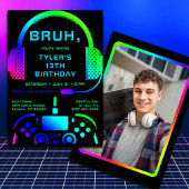Bruh Boy Teen Birthday Video Game Template Einladung