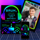 Bruh Boy Teen Birthday Video Game Template Einladung