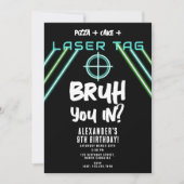 Bruh Boy's Birthday Neon Laser Tag Einladung (Vorderseite)