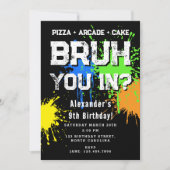 Bruh Boy's Birthday Party Neon Graffiti Teenager Einladung (Vorderseite)