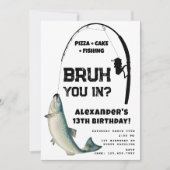 Bruh Boy's Birthday Party Teenager Fishing Einladung (Vorderseite)