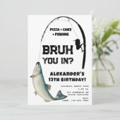 Bruh Boy's Birthday Party Teenager Fishing Einladung (Stehend Vorderseite)