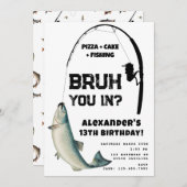 Bruh Boy's Birthday Party Teenager Fishing Einladung (Vorne/Hinten)