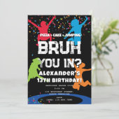 Bruh Boy's Birthday Party Teenager Jump Trampoline Einladung (Stehend Vorderseite)