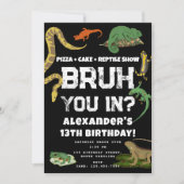 Bruh Boy's Birthday Party Teenager Reptile Show Einladung (Vorderseite)