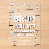 Bruh Boy's Birthday Party Teenager Science Theme Acryleinladungen (Vorderseite)