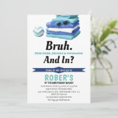 BRUH Boys Blue Pool Party Geburtstag Einladung (Stehend Vorderseite)