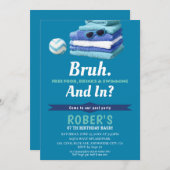 BRUH Boys Blue Pool Party Geburtstag Einladung (Vorne/Hinten)