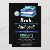 BRUH Boys Blue Pool Party Geburtstag Einladung (Vorne/Hinten)