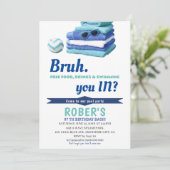 BRUH Boys Blue Pool Party Geburtstag Einladung (Stehend Vorderseite)